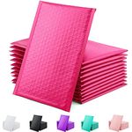 Bubble Mailer 100 Pack, Metallic Foil Bubble Mailers, Waterproof Self Seal Adhesive Shipping Bags, Cushioning Padded Envelopes for Shipping, Mailing, Packaging, Bulk (Pink, 140x175mm)