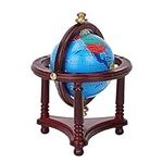 Dollhouse Globe, Superior Materials Miniature Blue World Globe for 1/12 Scale Dollhouse or Doll for Dollhouse Toy(Mahogany)