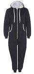 StyleWear Adults Zip Up Onesie1 Hooded Playsuit Unisex Thermal All in One Sports Jumpsuit M/5XL (Black 5X Large)