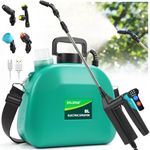 SYLSTAR Battery Powered Garden Sprayer 8L, 2026 Electric Weed Sprayer with 3 Adjustable Spray Power, Battery Indicator, 4 Spray Nozzles,7.4V USB Rechargeable Handle&Telescopic Wand for Lawn&Garden