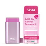 Wild - Natural Refillable Deodorant - Vegan & Eco-Friendly - Aluminium Free - Long Lasting Protection - 100% Natural Ingredients - Starter Kit - Pink Case, Jasmine & Mandarin Blossom Refill - 40g