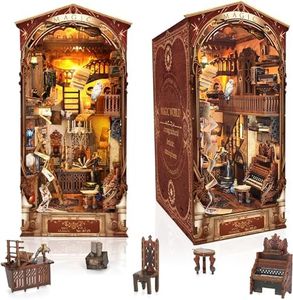 DIY Book Nook Kit, 2024 New DIY Dollhouse Booknook Bookshelf Insert Decor, 3D Wooden Puzzles with LED, Birthday Gift Home Decor for Teens Adults (Magic World)