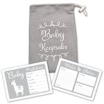 Baby Shower Game - 30 Baby Prediction/Advice/Wishes Cards - Includes Keepsake Pouch in Grey Canvas for Boy, Girl, Neutral/Unisex Baby Shower Party/Maternity Gift/Guestbook/Gender Reveal Party