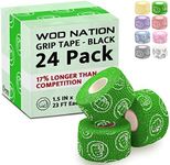 WOD Nation Weightlifting Hook Grip Tape - Bulk 24 Pack (23ft/Roll) Comfortable & Stretchy Athletic Thumb Tape for Weight Lifting, Excercise & Cross Training - Protect Thumb, Wrist & Finger (Green)