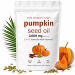 GOMHOF Pumpkin Seed Oil Capsules 3000mg per Serving | Cold Pressed Pumpkin Seed Oil with Linoleic & Oleic Acid, 180 Softgels | Non-GMO | Resealable Pouch