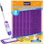 KEEPOW Reusable Power Mop Refill Pads Compatible with Swiffer PowerMop, Microfiber Power Mop Refills, Power Mop Pads for Hardwood Floor Cleaning, 6 Pack (Mop is Not Included)