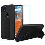 Case for ZTE ZMax 10 / Z6250 Phone Case, Stand Case with Tempered Glass Screen Protector Hide Telescopic Folding Kickstand Shockproof Protective Cover Case for ZTE ZMax 10 / Z6250 - Black