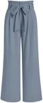 LILLUSORY Wide Leg Dress Pants Womens Palazzo 2024 Flowy Summer High Waisted Paperbag Business Casual Outfits Clothes Office Cute Teacher Work Trousers Straight Dressy Slacks Clothing Dusty Blue