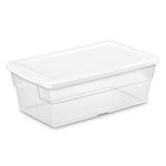 Sterilite 6 Quart Clear Plastic Stackable Storage Container Bin Box Tote with Snap-Close White Lid Organizing Solution for Home & Classroom, 36 Pack