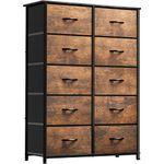 YITAHOME Chest of Drawers,Storage Organizer,Dresser for Bedroom with 10 Drawers,Fabric Drawers with Wood Top and Large Storage Space,Rustic Brown