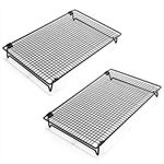 Kingrol 2-Piece Cooling Rack with Collapsible Folding Legs - for Cooking, Roasting, Drying, Grilling (Black)