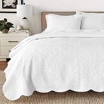 Cozy Line Home Fashions Victorian Medallion Solid White Embossed 100% Cotton Bedding Quilt Set,Reversible Bedspread, Coverlet (Blantyre - White, Oversized King - 3 Piece)