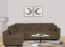 Adorn India Rio Decent L Shape 6 Seater Corner Sofa Set Left Side Handle (Brown) Fabric