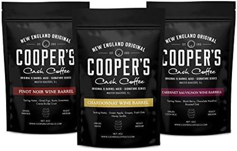 Wine Barrel Aged | Whole Bean | Coffee Box Set, Sample Gift Set - Medium Roast - Chardonnay, Pinot Noir, Cabernet Sauvignon 12oz