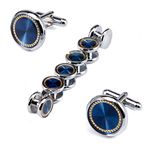 UJOY Men's Jewelry Cufflinks and Studs for Tuxedo Shirts for Weddings, Business, Dinner (Blue) XDS24