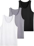 ZRWASKA® Mens Vest Tops Summer Multipack - Sleeve-Less Plain Undershirts Out Door Summer Top Everyday Athletic wear Workout Shirts Men's Cotton Vests Tank Tops White Black Grey (Pack 3) Size XXL