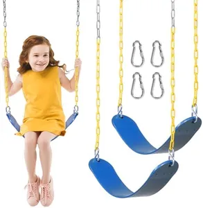 DECORLIFE 2-Pack Swing Seats for Swing Set, Support 330lb, Swings Replacement Kits with Coated Chains for Kids Adults, Swing Set Accessories with Snap Hooks for Outdoor Backyard Playground, Blue