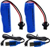 Blomiky 2 Pack 3.7V 500mAh Li-ion Rechargeable Battery SM 2P Plug with USB Charger Cable for RC Truck and RC Stunt Car C63 Battery and USB 2