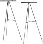 Excello Global Products Aluminum Flip-Chart Presentation Easel Stand: 2-Pack with Telescoping Legs, 70 Inches (Black)