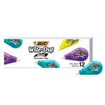 BIC Wite-Out Brand Mini Correction Tape, White, Tape Applies Dry, Great For School And Home 12-Count