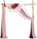 Ling's Moment 3 Panels 20Ft Wedding Arch Chiffon Draping Fabric, Sheer Hanging Drapes Arrangement for Wedding Ceremony Reception Backdrop Outdoors Party Swag Home Decor (Dusty Rose & Burgundy & Blush)