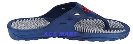 ACS MART acupressure and magnetic therapy accu flip flop slippers foot massager for heel pain relief men & Women Common Multi Colour (8, Blue)