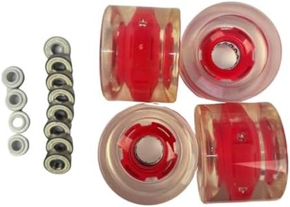 GHOST BOARDS 70mm LED Longboard Wheels - Light Up Wheels for Longboards with ABEC-7 Bearings for Smooth Ride- Bright Skate Wheels Grip Any Surface- Raise Your Ride with Flashy Skate Wheels - RED