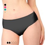 Period Swimwear - Black Menstrual Leakproof Bikini Bottoms - Mid Waisted Swim Bottoms for Teens, Girls, Women Black, 2XS