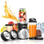 Smoothie Blender, Ganiza Blenders for Smoothies with 15-Piece Blender and Grinder Combo, Two Speeds & Pulse Function, 4 BPA-Free Personal Blender Cup, for Shakes, Nuts, Spices, Coffee Beans