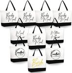 10 Pieces Bridesmaid Tote Bags,Bridesmaid Gift Bags Wedding Canvas Tote Bag with Zipper Bride Bridesmaid Bags for Wedding Bridal Shower Bachelorette Proposal Party Favor Present, As Shown in Pictures,