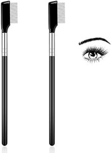 Metal Eyelash Comb,2 Pack Metal Eyelash Brush Eyelash Separator Tool Eyebrow Brush Grooming Eyelash Separator Grooming Brushes with Metal Teeth Eye Makeup Brush Tool for Women