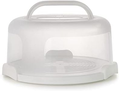 Zoofen Round Cake Carrier White Cake Stand 11 Inch Plastic Cake Container with Handle and Lid for Travel(White)