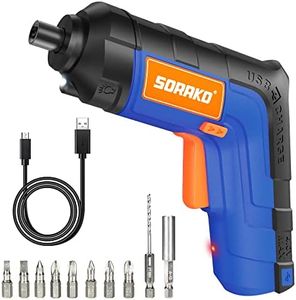 Cordless Screwdriver 4V, SORAKO Small Electric Screwdriver, Power Screwdriver 2000mAh Rechargeable with LED Light, 6Nm Screw Gun, 10 PCS Screwdriver Kit for Home DIY