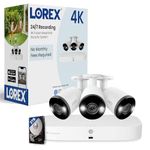 Lorex 16-Channel (8 Wired and 8 Fusion) Fusion 4K Security Camera NVR IP Recorder (3 Bullet Active Deterrence WT)