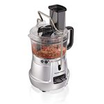 Hamilton Beach Stack & Snap Food Processor 8-Cup with Adjustable Slicing Blade, Built-in Bowl Scraper & Storage Case,Silver, 70820