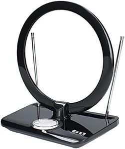 TM Electron TMANT014 Antena de Interior para televisión Alta definición (HD), con indicador de Encendido, compacta, amplificada con 45dB para recepción de TDT (DVB-T), UHF, VHF y FM.