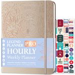 Legend Planner PRO Hourly Schedule Edition - Deluxe Weekly & Daily Organizer with Time Slots. Time Management Appointment Book Journal for Work & Personal Life, Undated, A4 Size Hardcover - Seashell Gold Foil