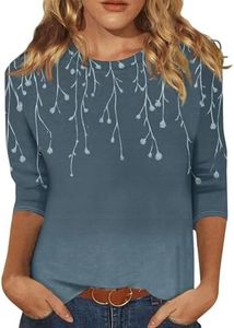 Blouses for Women Dressy Casual 3/4 Length Sleeve Womens Tops with Smocked Cuffs