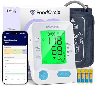 Blood Pressure Monitor, FondCircle Upper Arm Blood Pressure Monitor for Home Use, Stores 2x99 Readings, Bluetooth Enabled with 8.6"-16.5" Cuff, Large Backlit Display, Data Sync App for iOS & Android