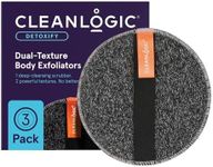 Cleanlogic Charcoal Exfoliating Body Scrubber - 3 Count Round Exfoliator