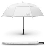 Weatherman Umbrella - Golf Lite Umbrella Extra Large Big Oversize Windproof for Golf Bag Push Cart w/ UV Protection - Waterproof Heavy Duty Umbrellas for Rain Sun for Men Women - Resists Up to 88 KPH Winds (White, 167.6 cm)