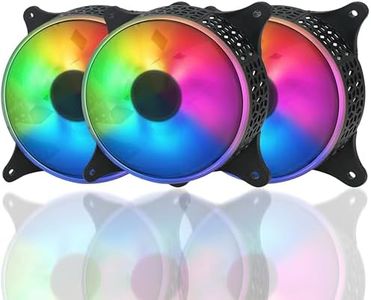RiaTech 3 Pack RGB LED Series 120mm Case Fan For Pc, 1500 RPM, PWM connector Unique Ultra Quiet Long Life Gaming Cpu Cooler Fan - 4pin Molex connector