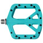 FIFTY-FIFTY Mountain Bike Pedals, Non-Slip MTB Nylon Composite Pedals, 9/16" Bicycle Pedals, Lightweight and Wide Flat Platform Pedals (Turquoise)