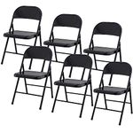 Charles Jacobs Folding Chairs with a Black Metal Frame - Set of 6