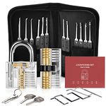 Diyife Lock Pick Set, [Updated Version][26 Pieces] Premium Practice Lock Picking Tools with 2 Transparent Training Padlock for Lockpicking, Guide for Beginner and Locksmith Training (Black)