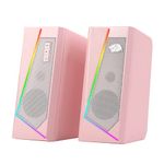 Redragon GS520 RGB Desktop Speakers, 2.0 Channel PC Computer Stereo Speaker with 6 Colorful LED Modes, Enhanced Sound and Easy-Access Volume Control, USB Powered w/ 3.5mm Cable, Pink