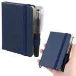 YUXIANLB 1pcs Pocket Notebook Portable A7 Note Book Note Pad Journal Notebook PU Leather Notebooks With Elastic Band Inner Pocket Hardcover Notepad With Pen Writing Note Taking (Navy blue,100 Sheets)