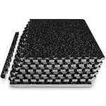 ProsourceFit Rubber Top Exercise Puzzle Mat 3/4-inch, 24 SQFT, 6 Tiles, EVA Foam Interlocking Tiles for Home Gym Protective Flooring for Equipment and Workouts, Grey