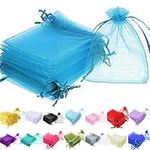 Time to Sparkle 25 Pieces Pouches Organza Gift Bags Oragnza Wedding Favour Bags Jewellery Packing (Aqua, 5x7cm)