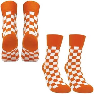 LAZZPPO Tennessee Checkerboard Orange & White Men's Socks | Tennessee Vols Apparel | University of Tennessee Socks | Gift for Tennessee Volunteer Fans and Alumni(2 Pack)